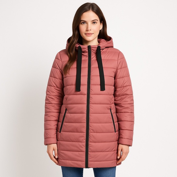 Nuage Jackets & Blazers - Nuage Long Puffer Jacket – Women’s XL – Rose Pink Hooded Coat